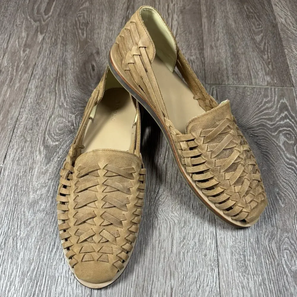 Nisolo Huarache Leather Sandals Resort Boho Woven Leather Brown Men 11.5